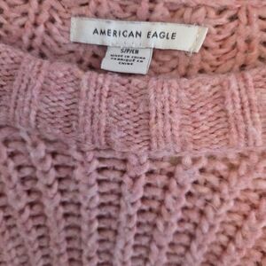 American Eagle Outfitters Blush Pink Chunky Knit Crewneck Sweater